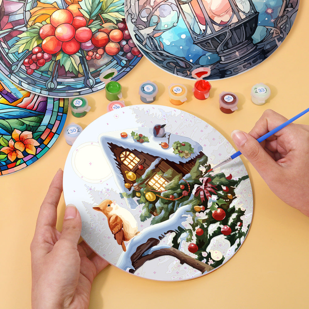 4 Stück Weihnachtsmotiv-Tischsets Malen nach Zahlen