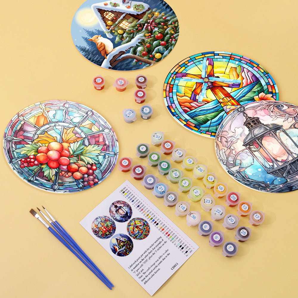 4 Stück Weihnachtsmotiv-Tischsets Malen nach Zahlen
