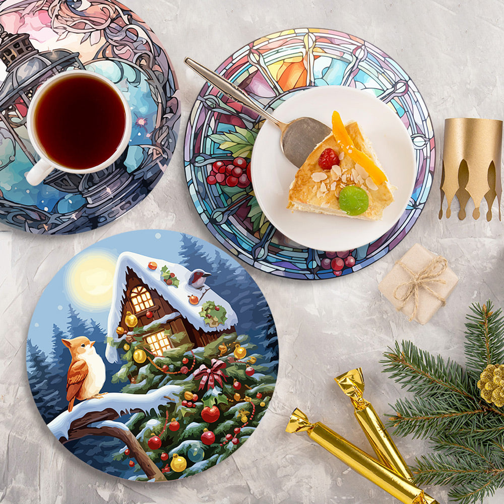 4 Stück Weihnachtsmotiv-Tischsets Malen nach Zahlen