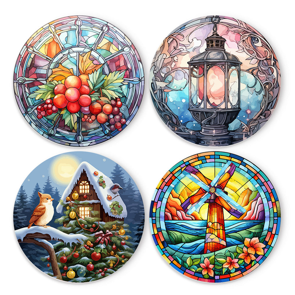 4 Stück Weihnachtsmotiv-Tischsets Malen nach Zahlen
