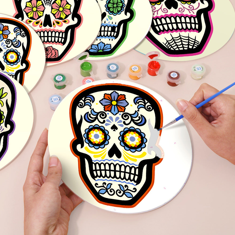 6 Stück Blumenschädel Tischsets Malen nach Zahlen
