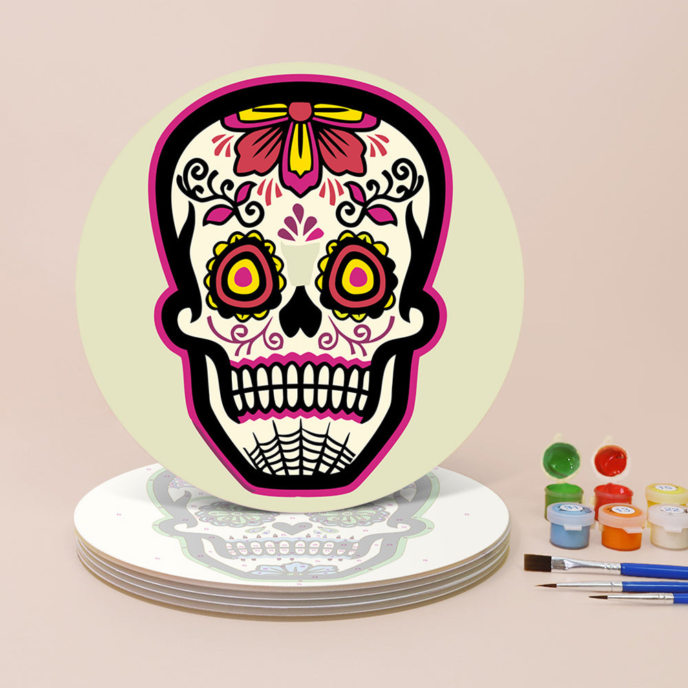 6 Stück Blumenschädel Tischsets Malen nach Zahlen