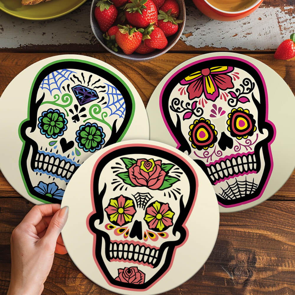 6 Stück Blumenschädel Tischsets Malen nach Zahlen