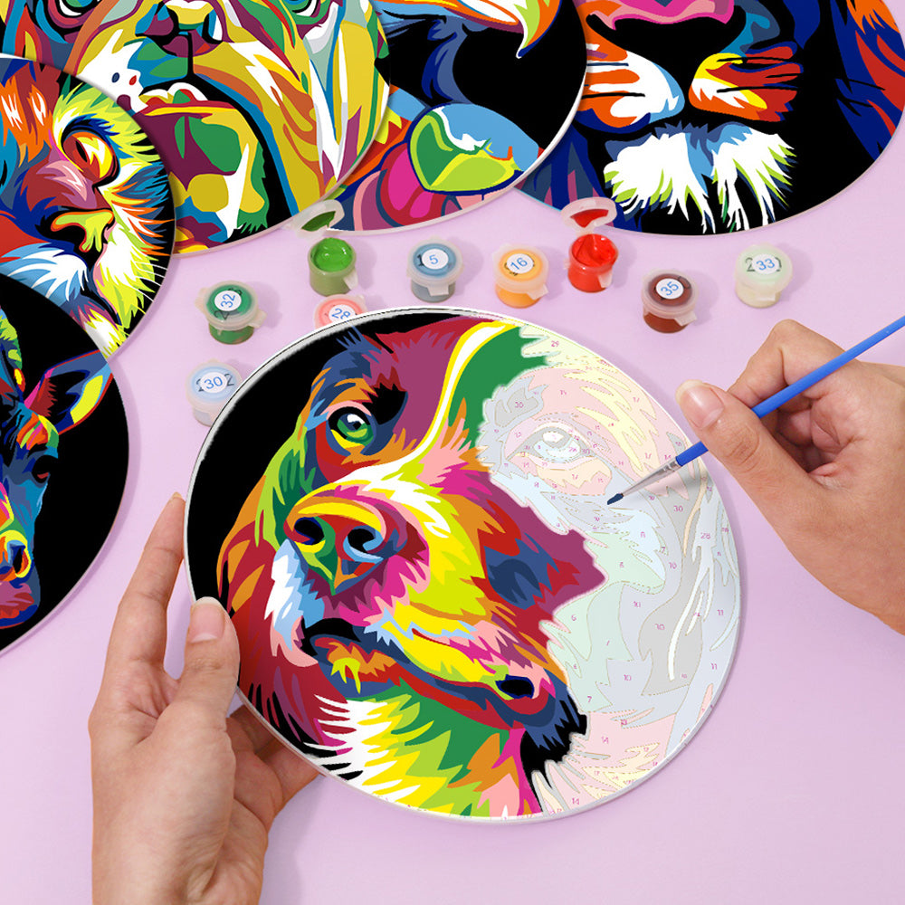 6 Stück Bunte Tiere Tischsets Malen nach Zahlen