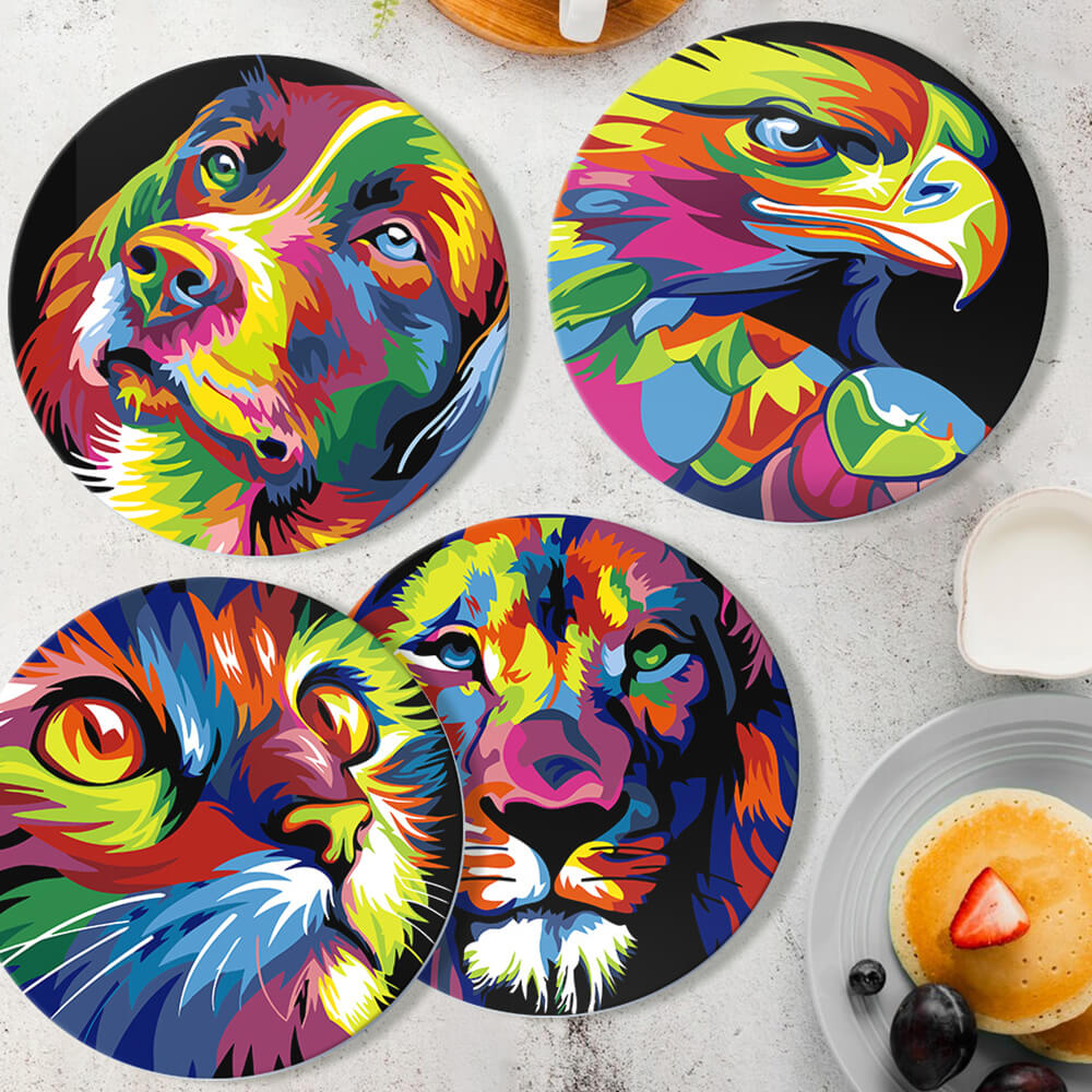 6 Stück Bunte Tiere Tischsets Malen nach Zahlen