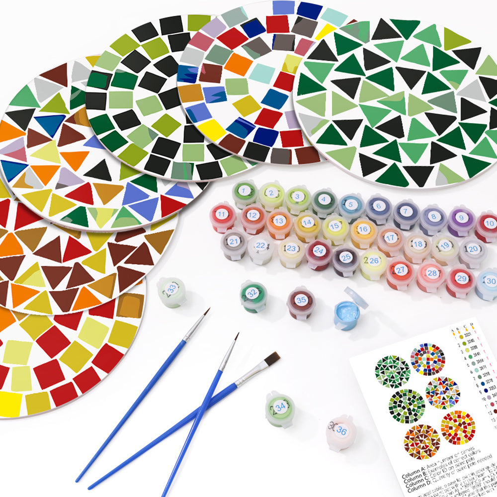 6 Stück Farbblock-Mandala Tischsets Malen nach Zahlen