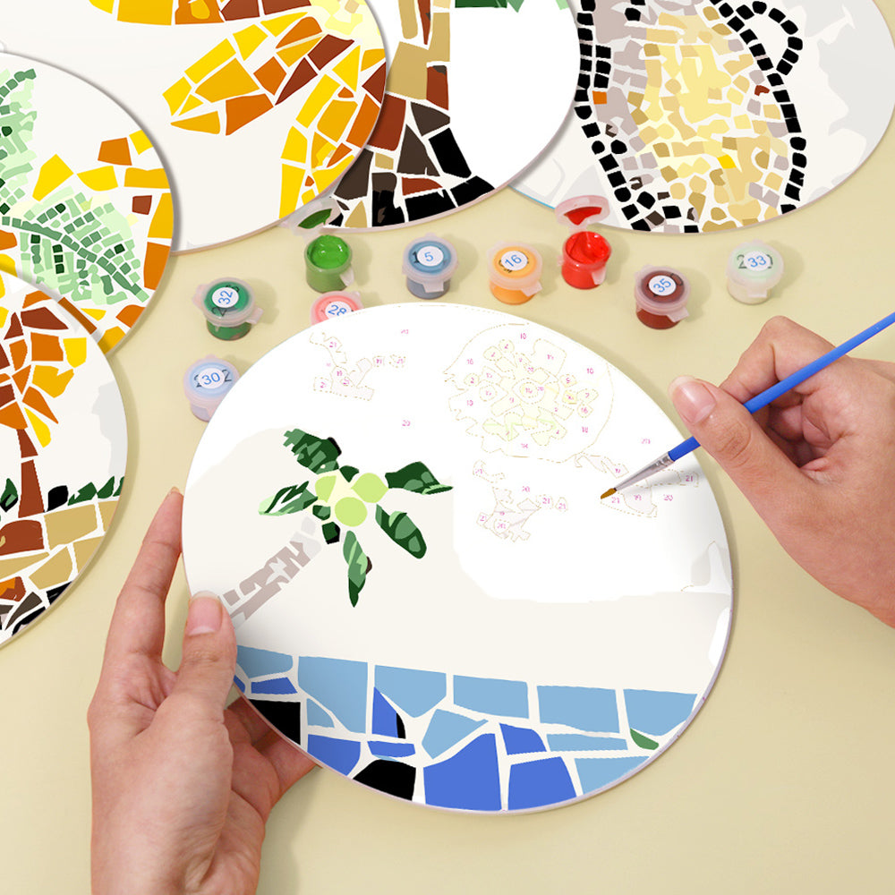 6 Stück Farbenfrohe Herbstpflanzen-Tischsets Malen nach Zahlen