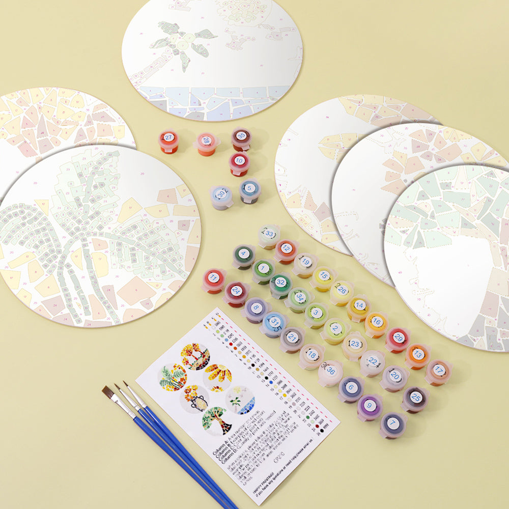 6 Stück Farbenfrohe Herbstpflanzen-Tischsets Malen nach Zahlen