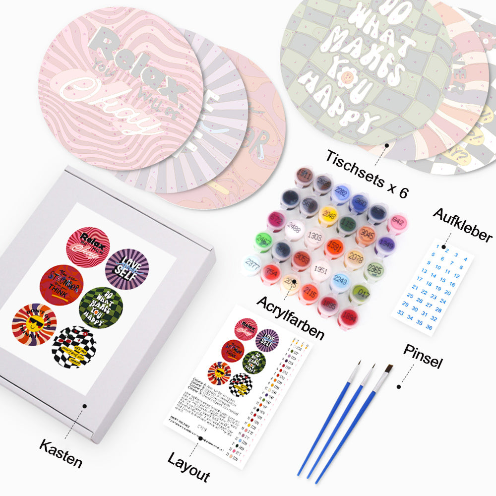 6 Stück Inspirierende Worte Tischsets Malen nach Zahlen