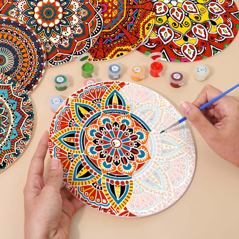 6 Stück Komplexe Mandala Tischsets Malen nach Zahlen