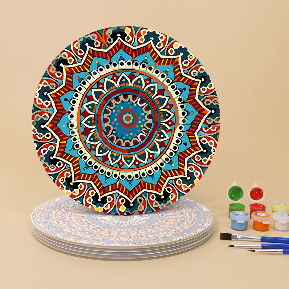 6 Stück Komplexe Mandala Tischsets Malen nach Zahlen