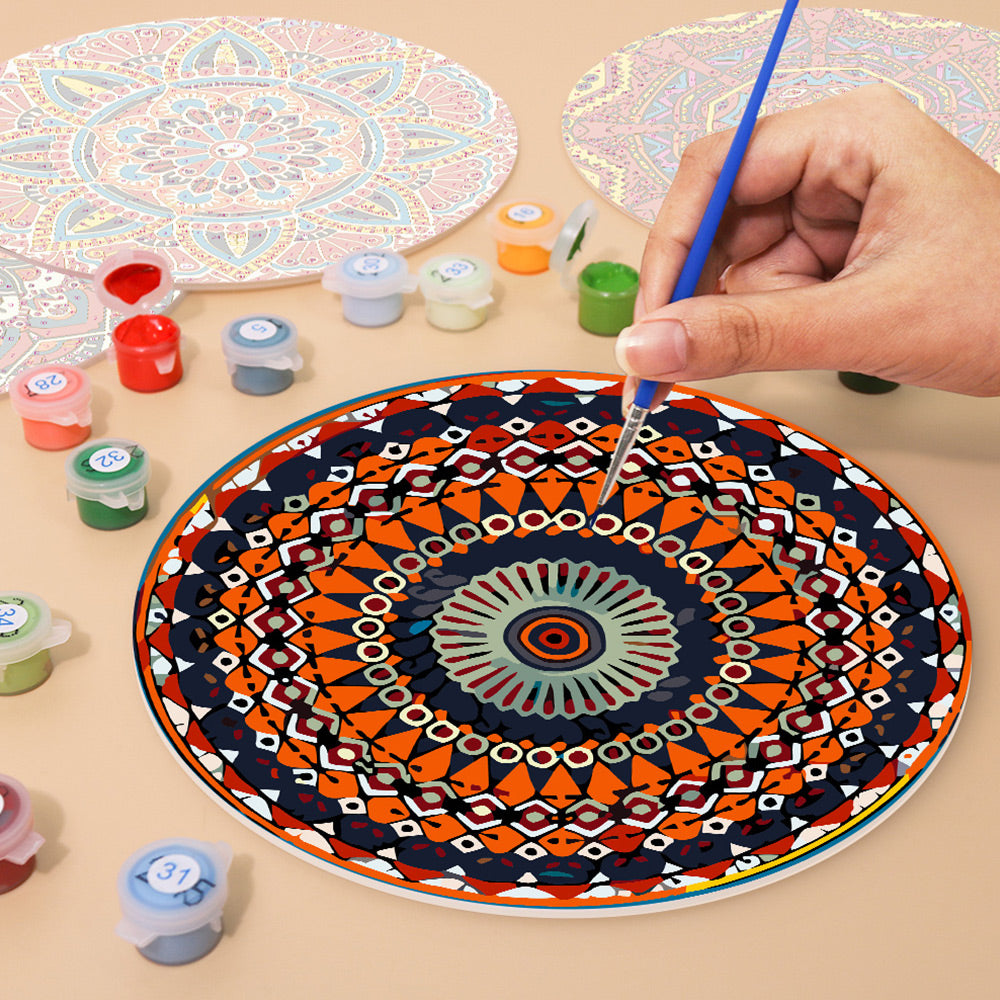 6 Stück Komplexe Mandala Tischsets Malen nach Zahlen