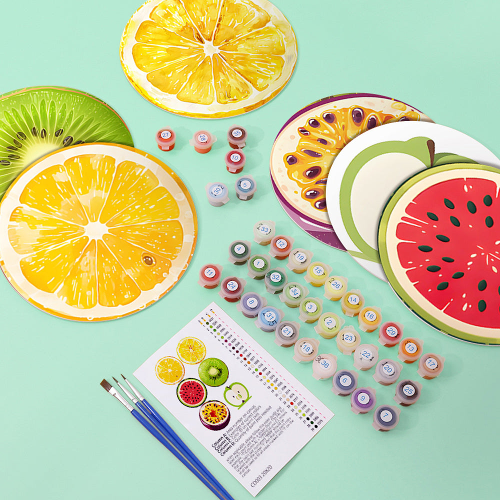 6 Stück Tischsets mit frischem Obst Malen nach Zahlen