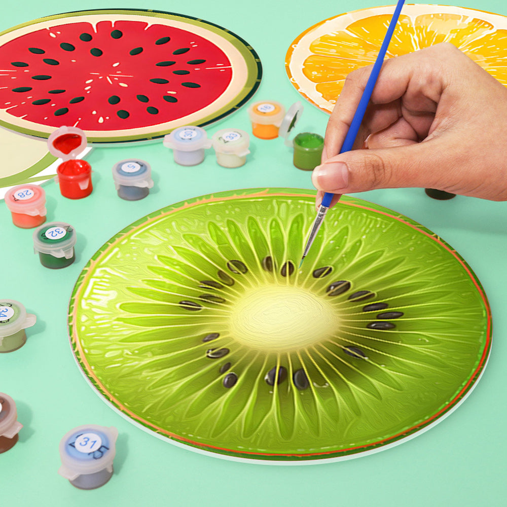 6 Stück Tischsets mit frischem Obst Malen nach Zahlen