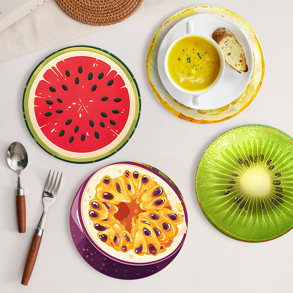 6 Stück Tischsets mit frischem Obst Malen nach Zahlen