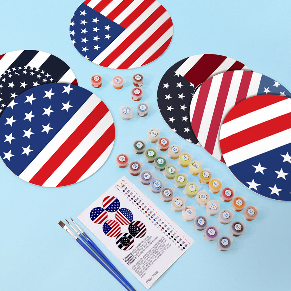 6 Stück Tischsets mit Sternenbanner-Flagge Malen nach Zahlen