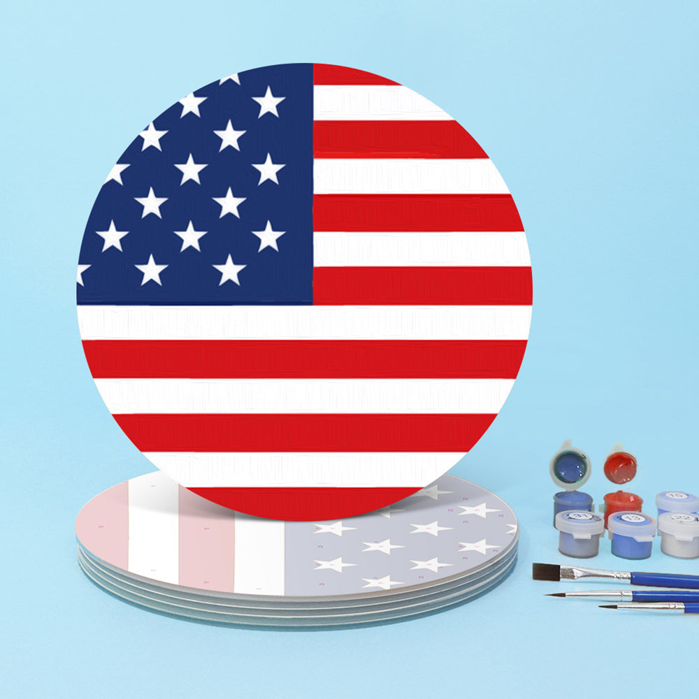 6 Stück Tischsets mit Sternenbanner-Flagge Malen nach Zahlen