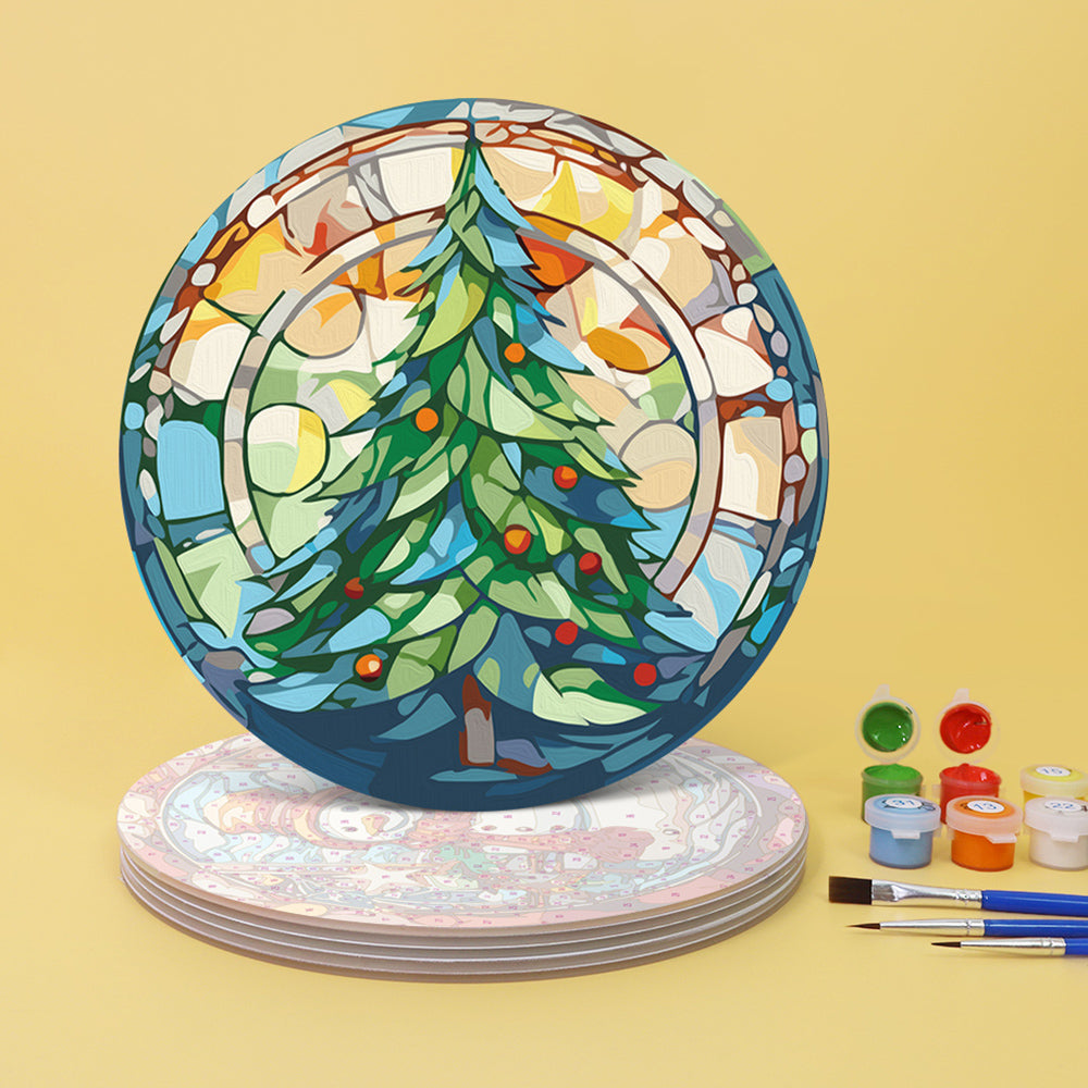 6 Stück Tischsets mit Weihnachtsmann und Weihnachtsbaum Malen nach Zahlen