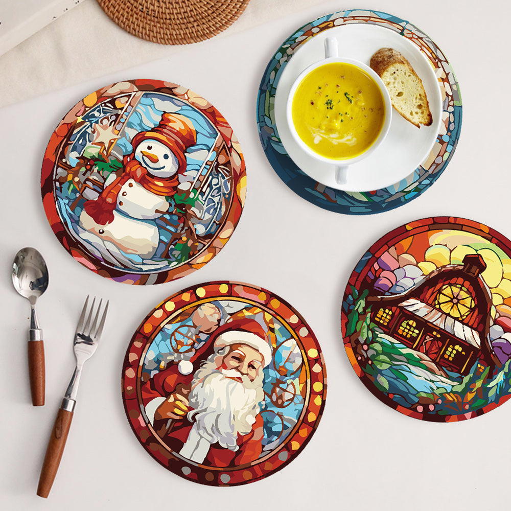 6 Stück Tischsets mit Weihnachtsmann und Weihnachtsbaum Malen nach Zahlen