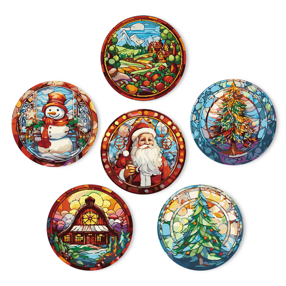 6 Stück Tischsets mit Weihnachtsmann und Weihnachtsbaum Malen nach Zahlen