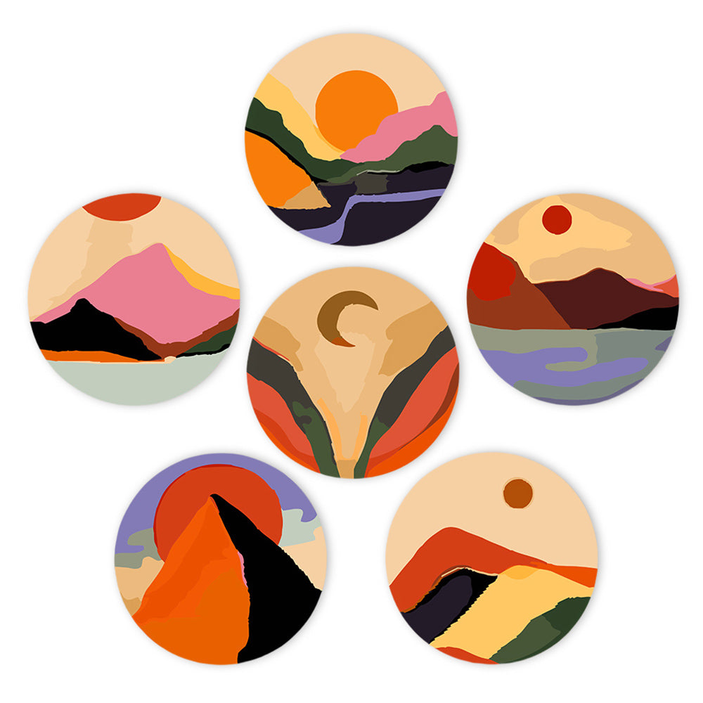 6 Stück Twilight Mountains Tischsets Malen nach Zahlen