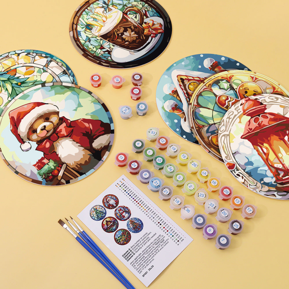 6 Stück Weihnachts-Lebkuchenmann Tischsets Malen nach Zahlen