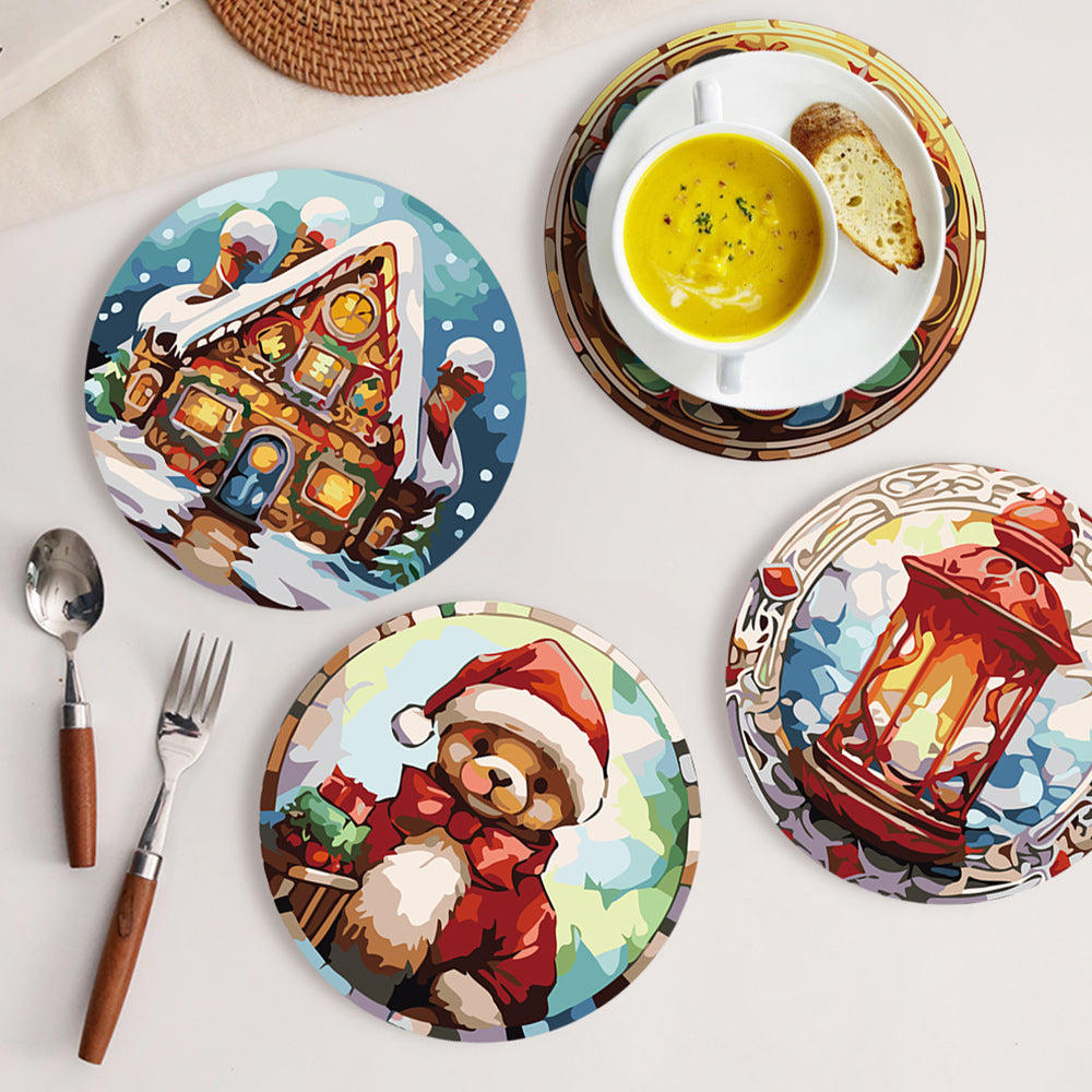 6 Stück Weihnachts-Lebkuchenmann Tischsets Malen nach Zahlen