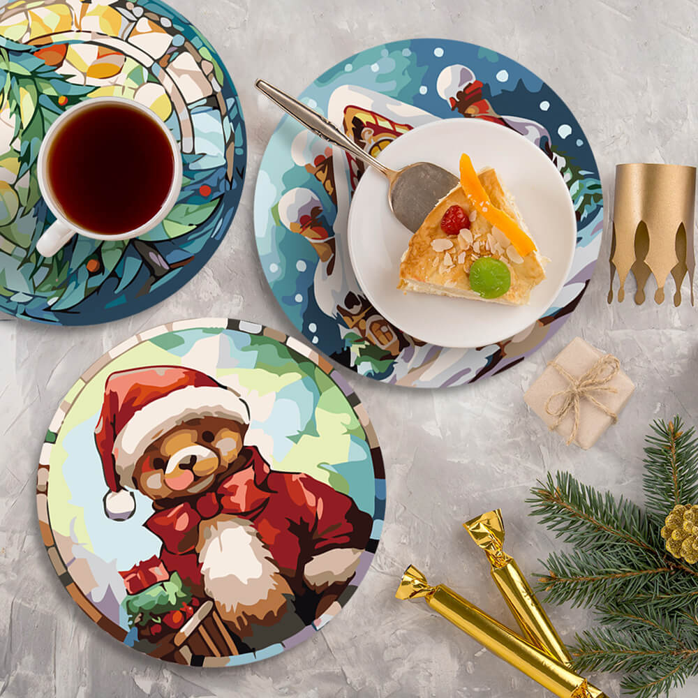 6 Stück Weihnachts-Lebkuchenmann Tischsets Malen nach Zahlen