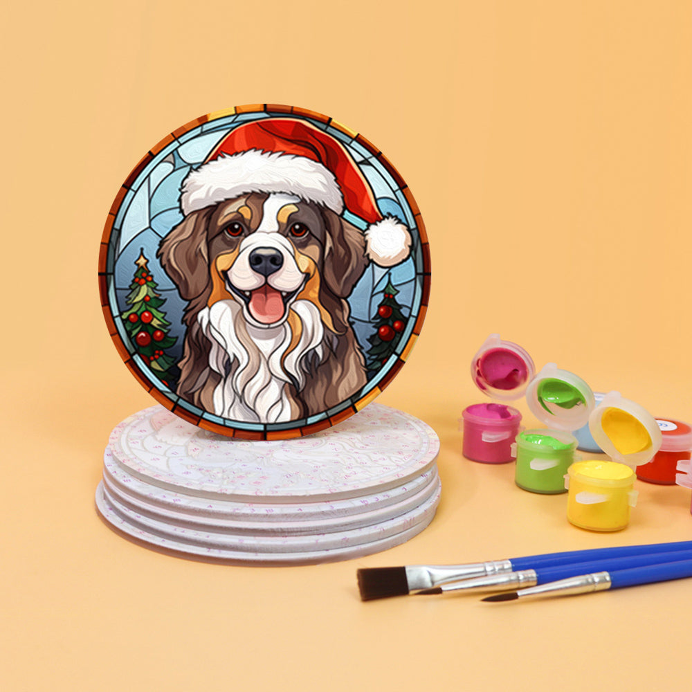 6 Stück Weihnachts-Tieruntersetzer Malen nach Zahlen