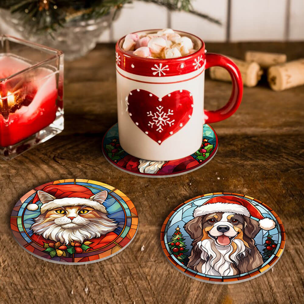 6 Stück Weihnachts-Tieruntersetzer Malen nach Zahlen