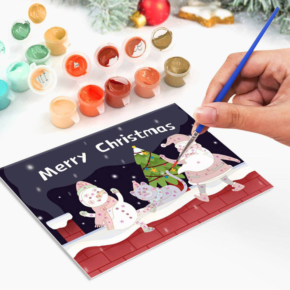 6 Weihnachtskarten Malen nach Zahlen | Frohe Weihnachten
