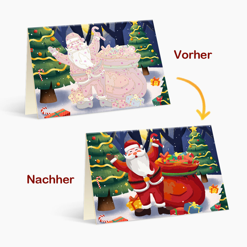 6 Weihnachtskarten Malen nach Zahlen | Frohe Weihnachten