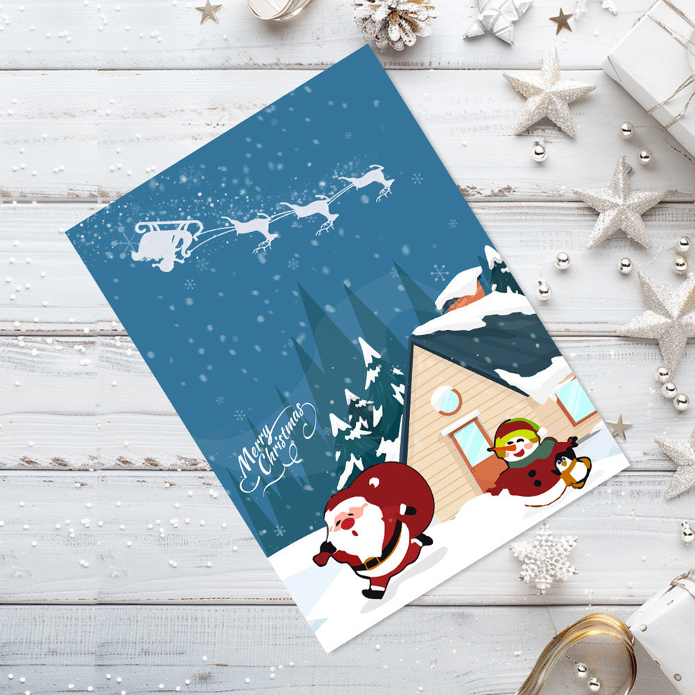 6 Weihnachtskarten Malen nach Zahlen | Weihnachtsmann, Pinguin und Rentier