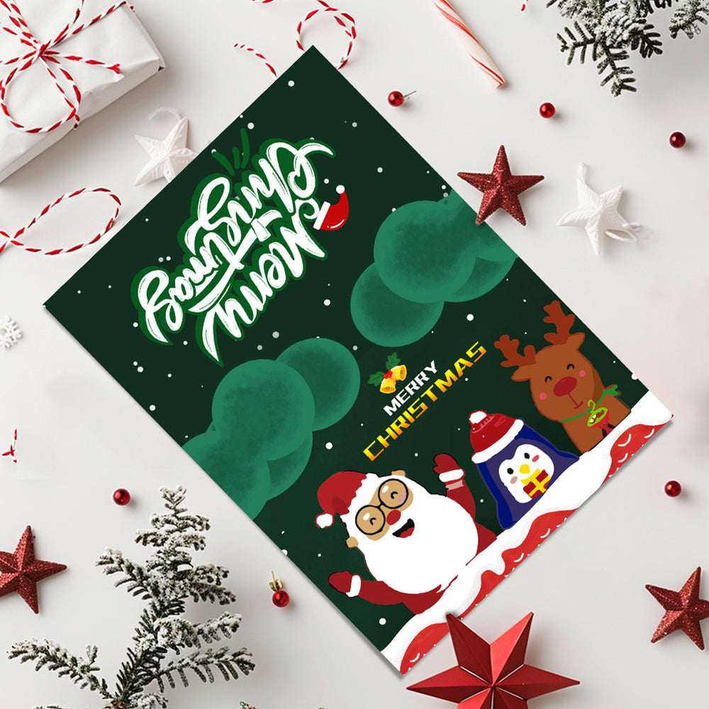 6 Weihnachtskarten Malen nach Zahlen | Weihnachtsmann, Pinguin und Rentier