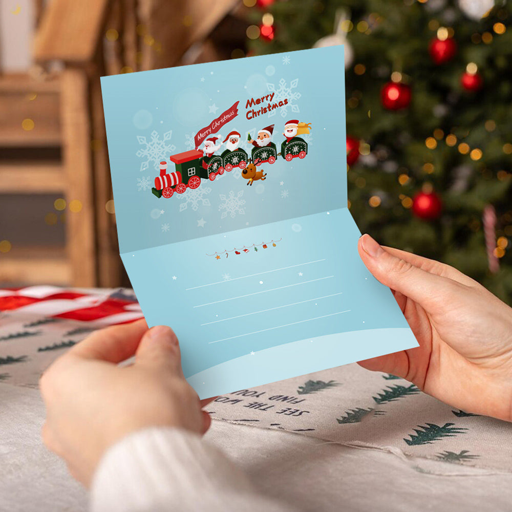 6 Weihnachtskarten Malen nach Zahlen | Weihnachtsmann und Schneemann