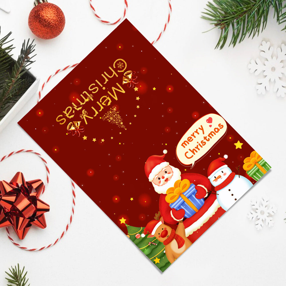 6 Weihnachtskarten Malen nach Zahlen | Weihnachtsmann und Schneemann