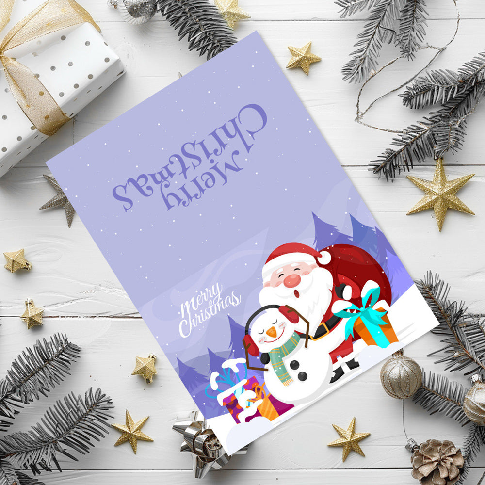 6 Weihnachtskarten Malen nach Zahlen | Weihnachtsmann und Schneemann