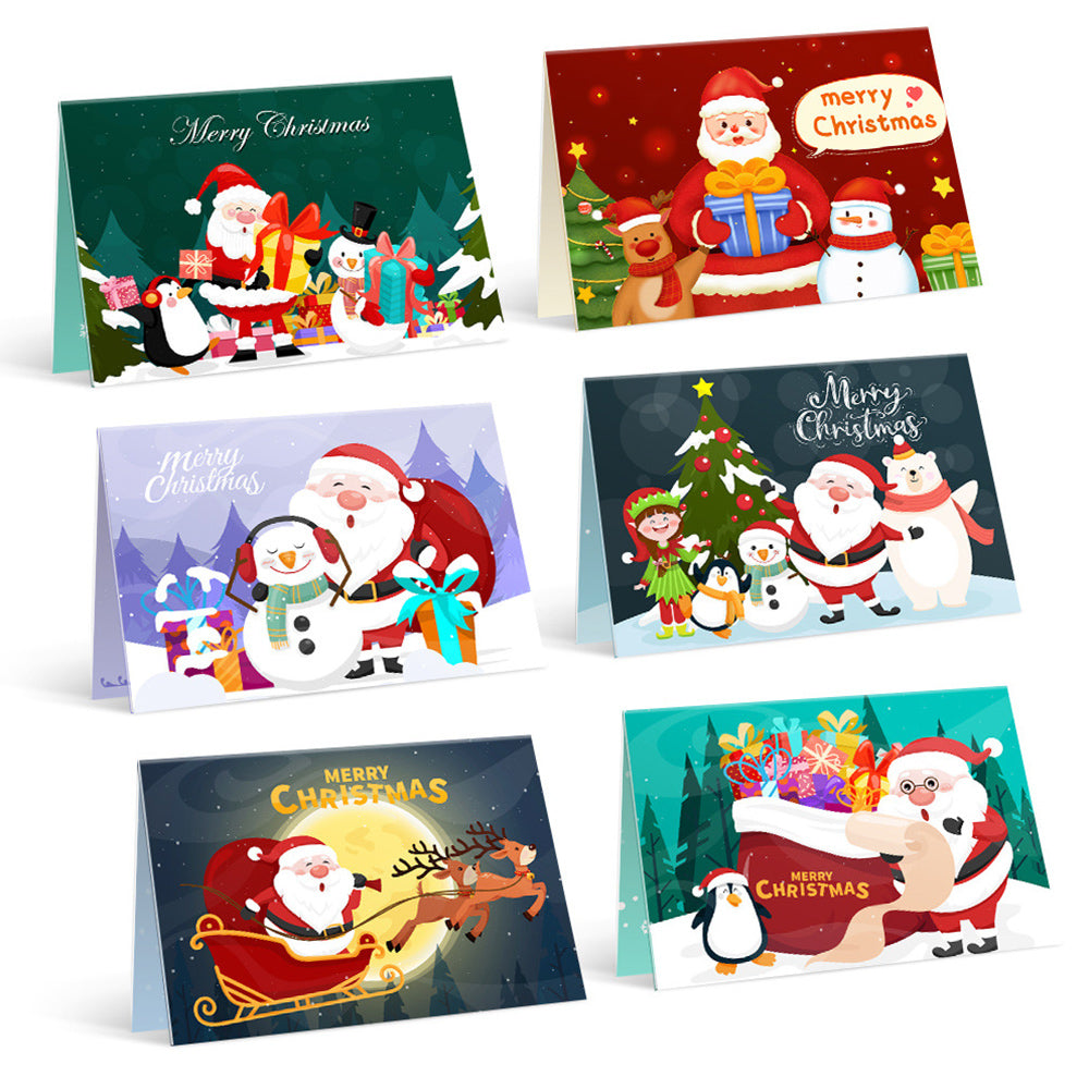 6 Weihnachtskarten Malen nach Zahlen | Weihnachtsmann und Schneemann