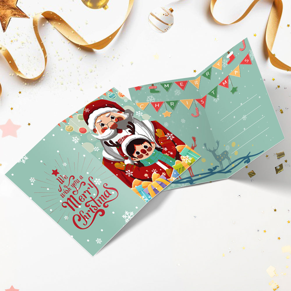 6 Weihnachtskarten Malen nach Zahlen | Weihnachtsmann und Weihnachtsbaum