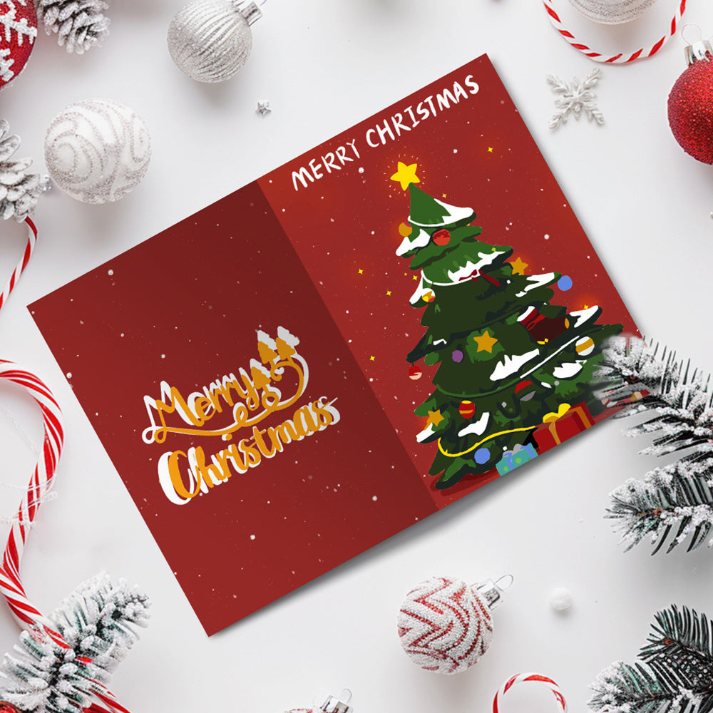 6 Weihnachtskarten Malen nach Zahlen | Weihnachtsmann und Weihnachtsbaum