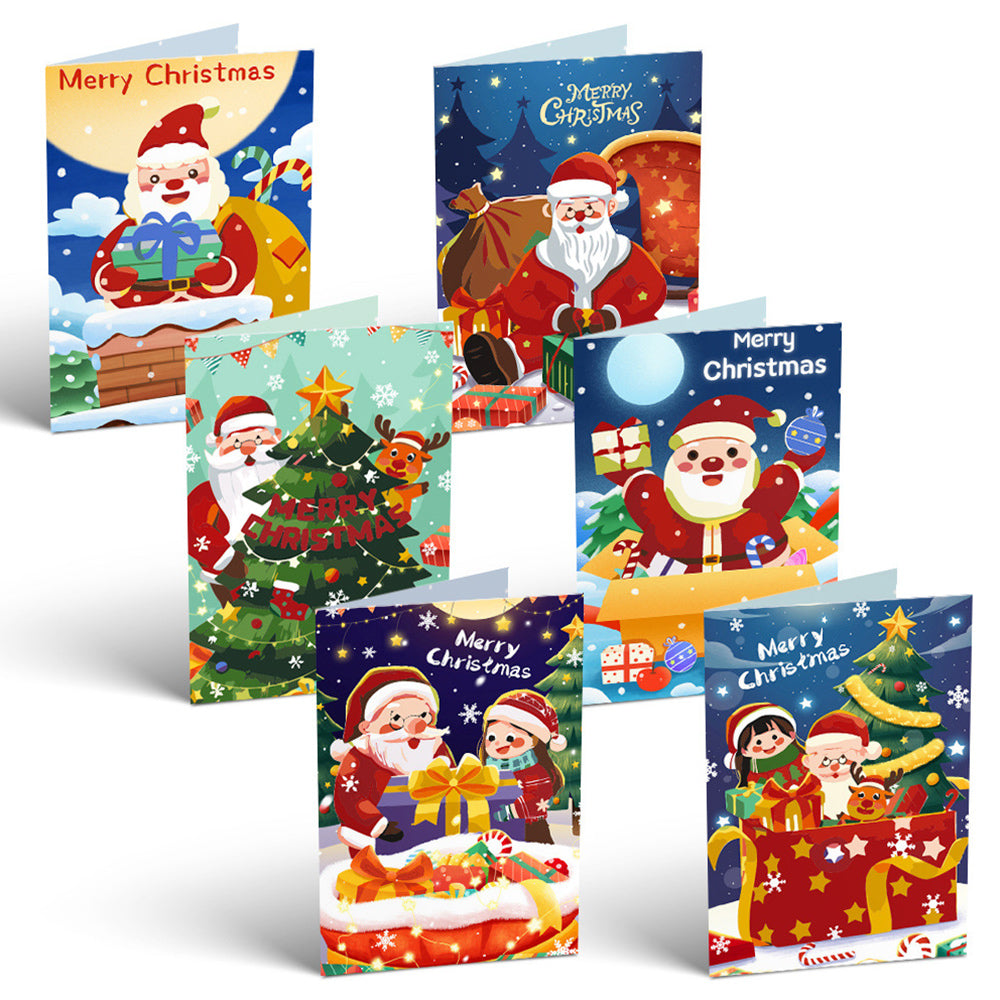6 Weihnachtskarten Malen nach Zahlen | Weihnachtsmanns Geschenkpaket