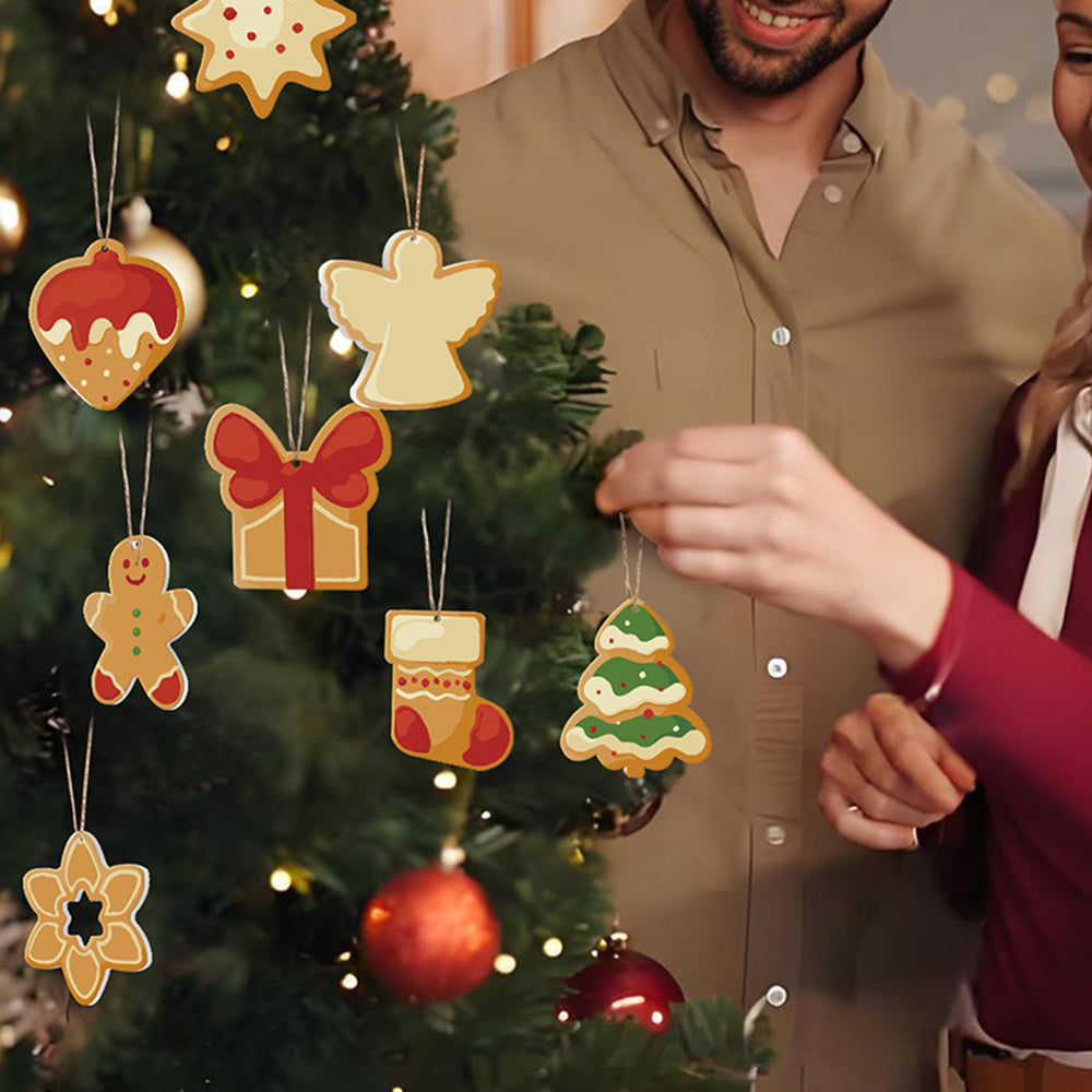 8 Stück Weihnachtsschmuck Malen nach Zahlen | Erdbeerkuchen und Lebkuchenmann Set