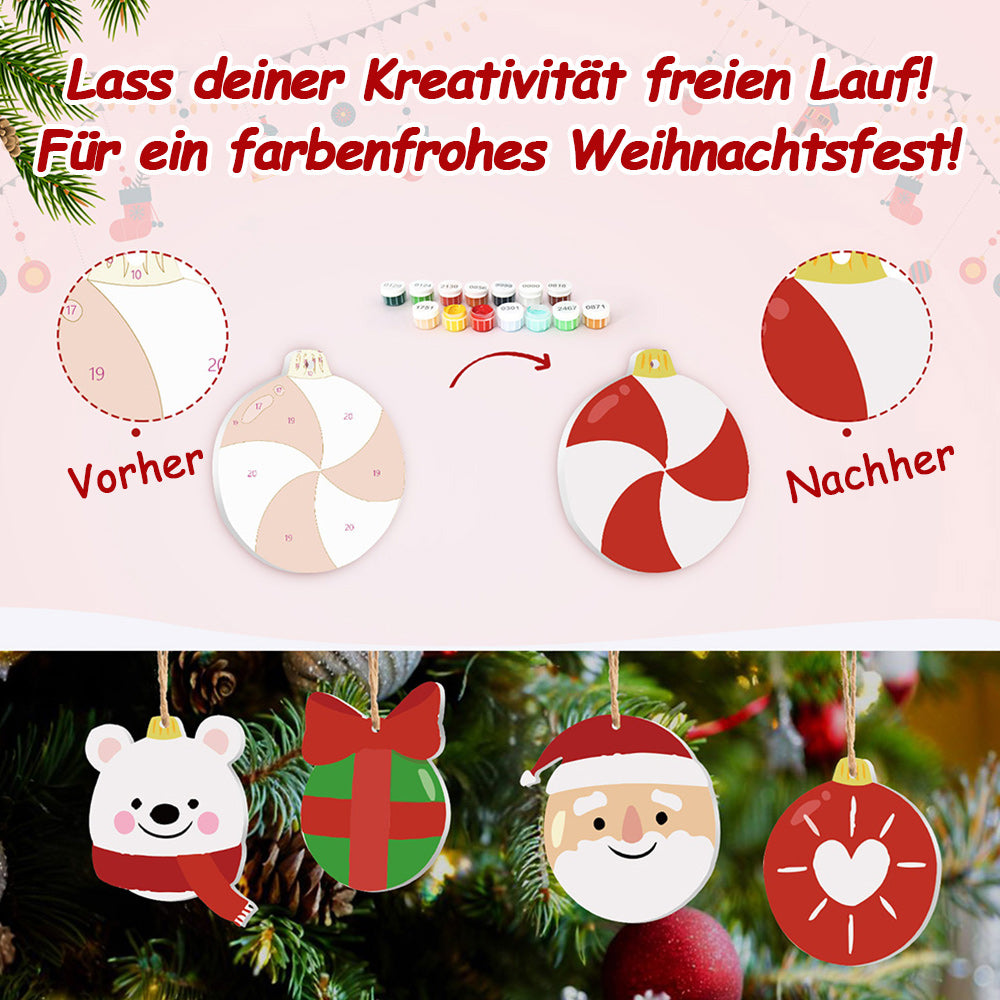 8 Stück Weihnachtsschmuck Malen nach Zahlen | Geschenk und Tiere Set