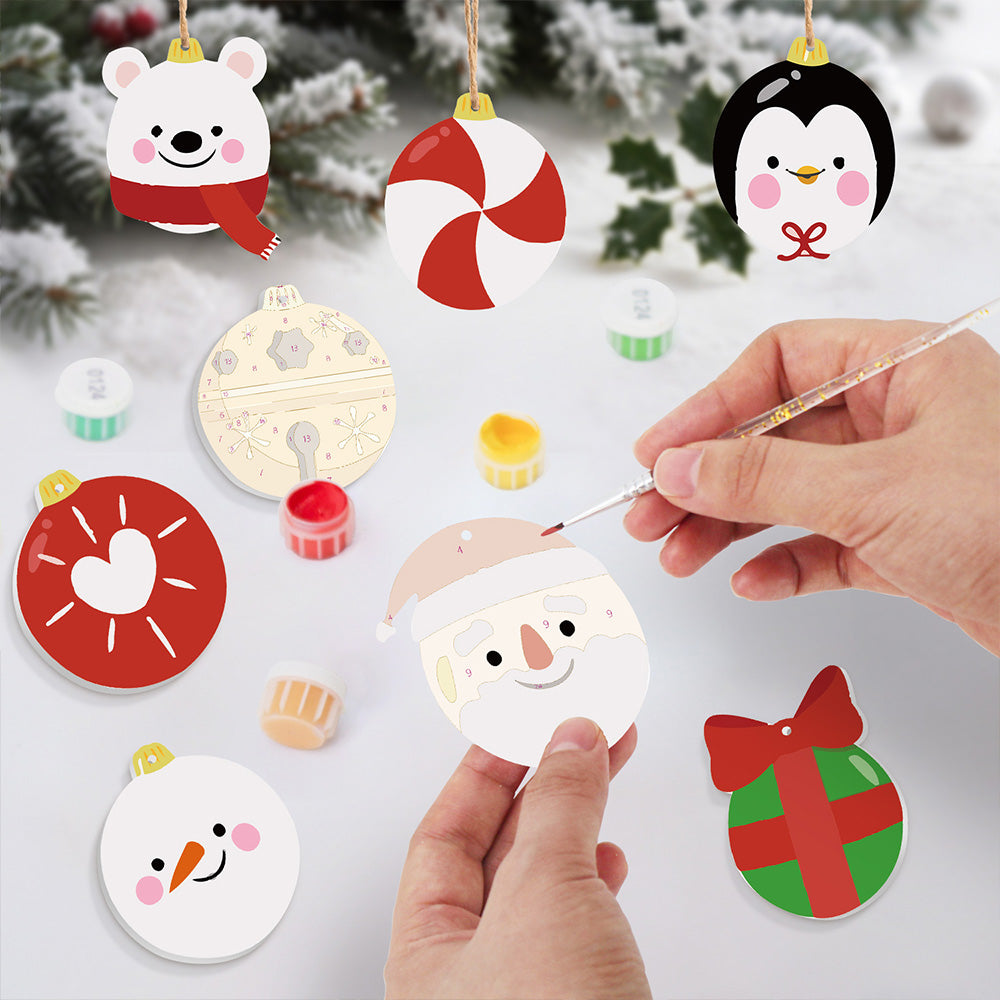 8 Stück Weihnachtsschmuck Malen nach Zahlen | Geschenk und Tiere Set