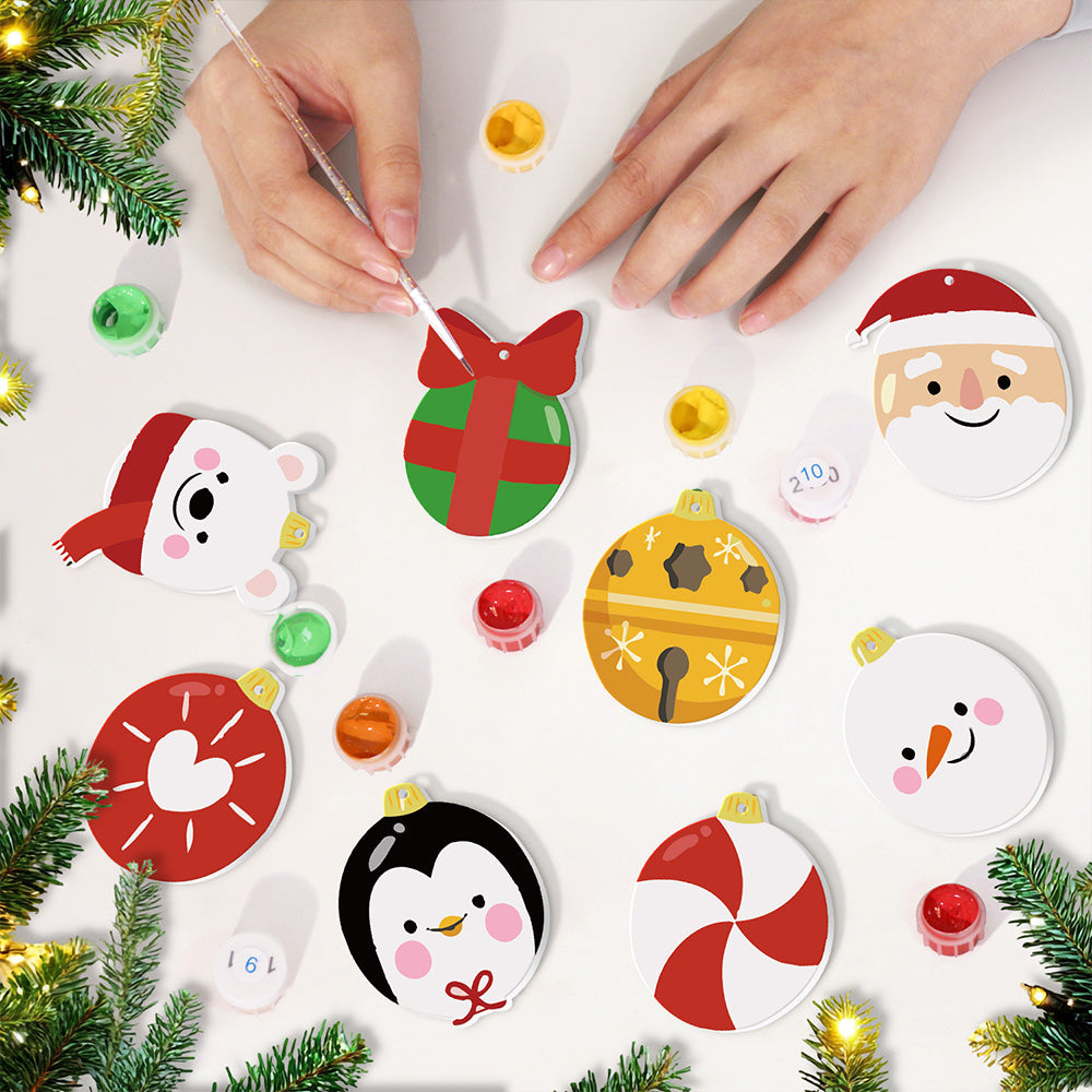 8 Stück Weihnachtsschmuck Malen nach Zahlen | Geschenk und Tiere Set