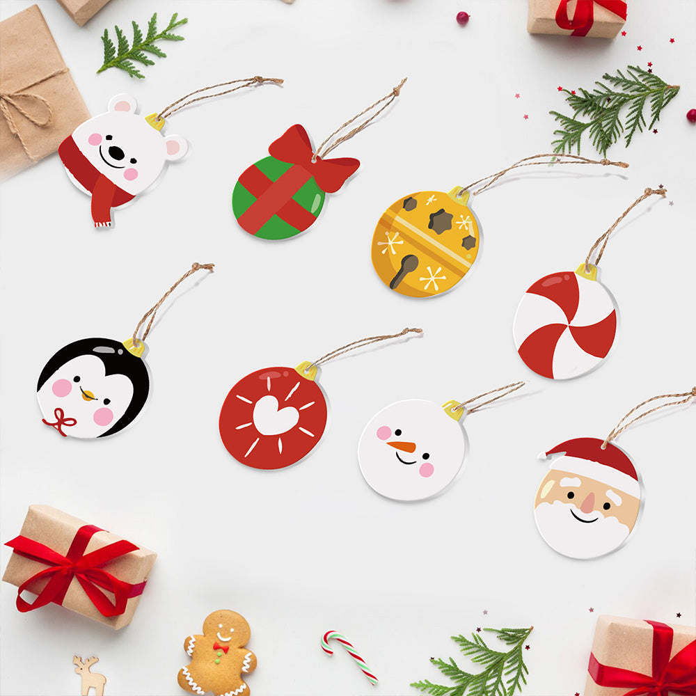 8 Stück Weihnachtsschmuck Malen nach Zahlen | Geschenk und Tiere Set