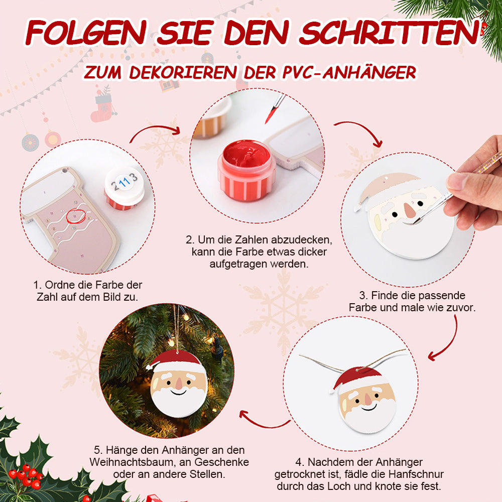 8 Stück Weihnachtsschmuck Malen nach Zahlen | Geschenk und Tiere Set