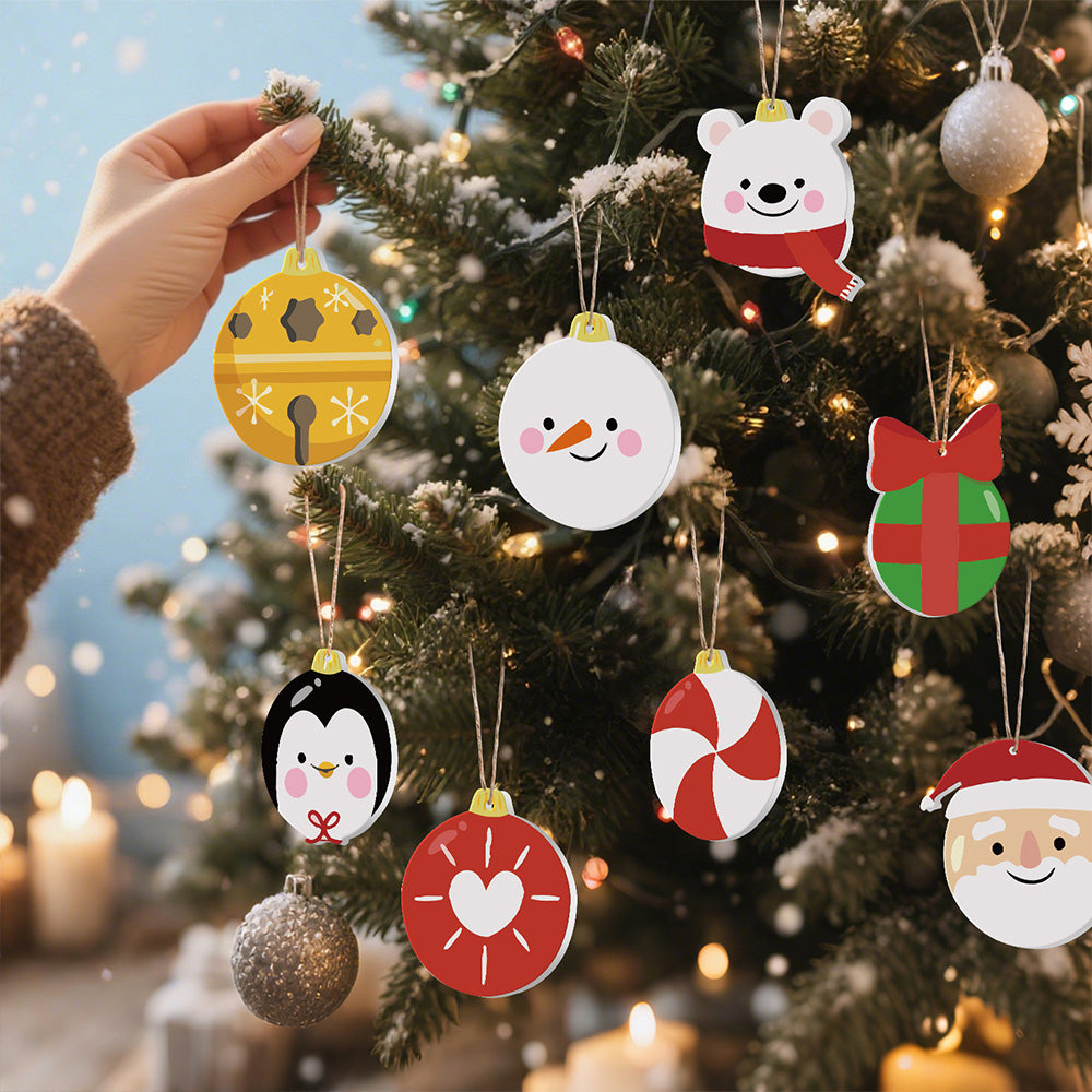 8 Stück Weihnachtsschmuck Malen nach Zahlen | Geschenk und Tiere Set