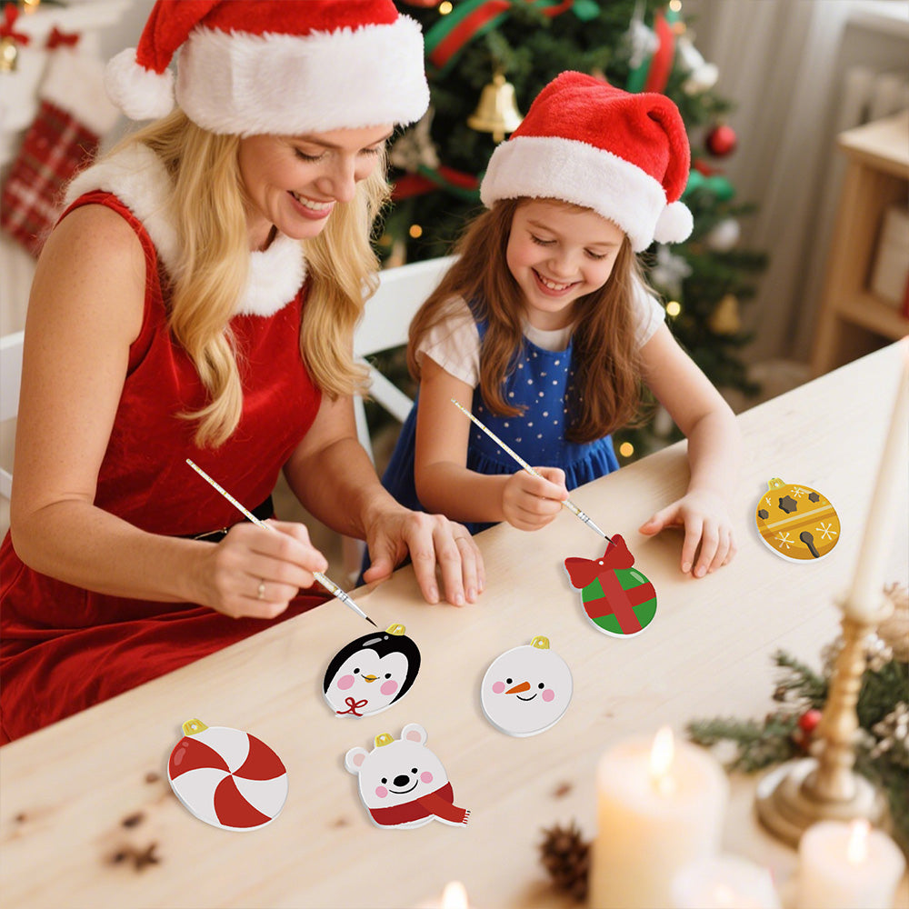 8 Stück Weihnachtsschmuck Malen nach Zahlen | Geschenk und Tiere Set