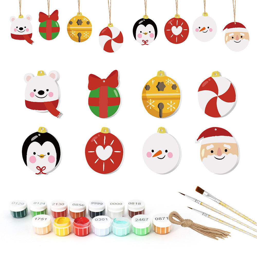 8 Stück Weihnachtsschmuck Malen nach Zahlen | Geschenk und Tiere Set
